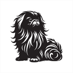 Pekingese Dog Vector Silhouette, Charming Small Canine Outline, Loyal Pet Lover Clipart, Adorable Dog Art for Logos, Stickers, Apparel, Digital Prints, Crafts, and Posters.