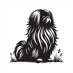 Pekingese Dog Vector Silhouette, Charming Small Canine Outline, Loyal Pet Lover Clipart, Adorable Dog Art for Logos, Stickers, Apparel, Digital Prints, Crafts, and Posters.