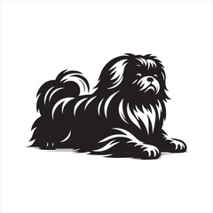 Pekingese Dog Vector Silhouette, Charming Small Canine Outline, Loyal Pet Lover Clipart, Adorable Dog Art for Logos, Stickers, Apparel, Digital Prints, Crafts, and Posters.