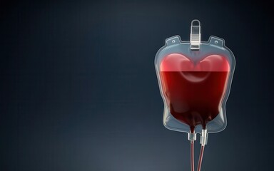 Obraz premium Blood donation bag shaped like a heart.