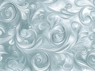 Swirling artistic design in cool, soft tones.  Delicate floral patterns interwoven in a seamless, flowing movement. Beautiful background.