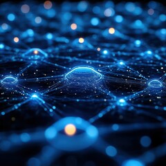 Complex neural network of glowing nodes