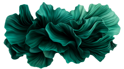 Abstract green wavy floral pattern texture background, cut out transparent