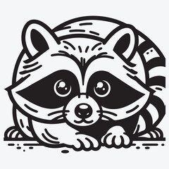 Raccoon in line icon style stock illustration