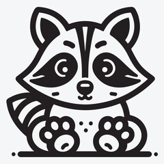 Raccoon in line icon style stock illustration