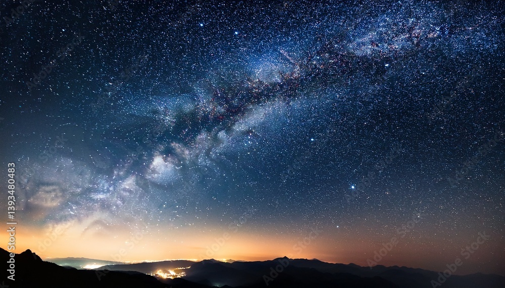 Wall mural the cosmos filled with dense clusters of stars night scene milky way background