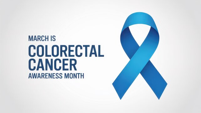 Blue ribbon promoting Colorectal Cancer Awareness Month.