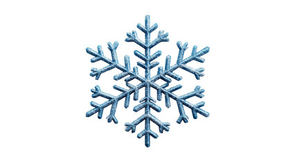 Sparkling blue snowflake ornament with intricate details, cut out transparent