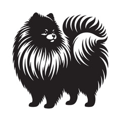 Pomeranian Dog Vector Silhouette, Fluffy Small Canine Outline, Playful Pet Lover Clipart, Adorable Dog Art for Logos, Stickers, Apparel, Digital Prints, Crafts, and Posters.