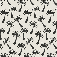 Seamless tropical pattern with palm trees in vintage style. Palm trees in retro style.