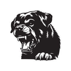 Rottweiler Dog Vector Silhouette, Strong Loyal Canine Outline, Protective Dog Art for Pet Lovers, Logos, Stickers, Apparel, Digital Prints, Crafts, and Posters.