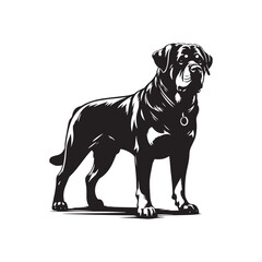 Rottweiler Dog Vector Silhouette, Strong Loyal Canine Outline, Protective Dog Art for Pet Lovers, Logos, Stickers, Apparel, Digital Prints, Crafts, and Posters.