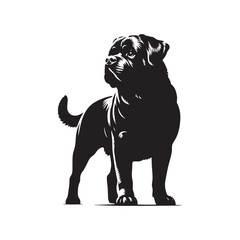 Rottweiler Dog Vector Silhouette, Strong Loyal Canine Outline, Protective Dog Art for Pet Lovers, Logos, Stickers, Apparel, Digital Prints, Crafts, and Posters.