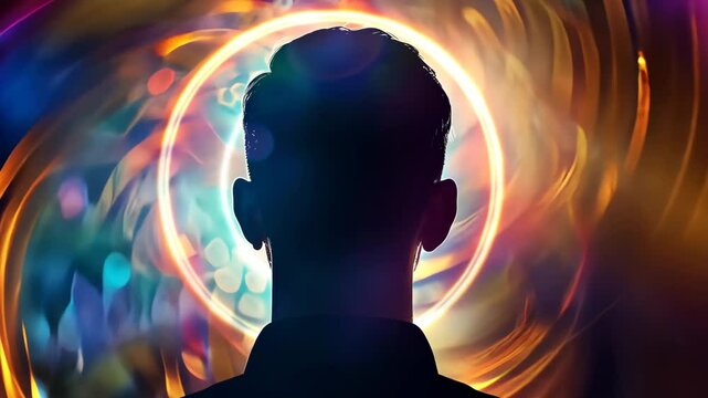 Silhouette eines Kopfes mit energetischer Lichth&uuml;lle