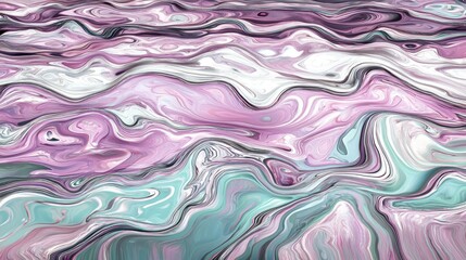 Fototapeta premium Abstract fluid art with swirling shades of pink, white, and turquoise
