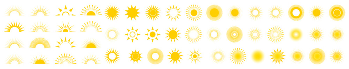 Sun set.Sun icons. Sunrise. Sun vector icons collection.