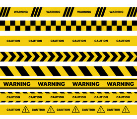 Set of warning tapes isolated on white background. Warning tape, danger tape, caution tape, under construction tape. Vector illustration