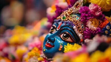 Vibrant Close-Up of Krishna Sculpture Symbolizing Devotion on Nirjala Ekadashi Festival