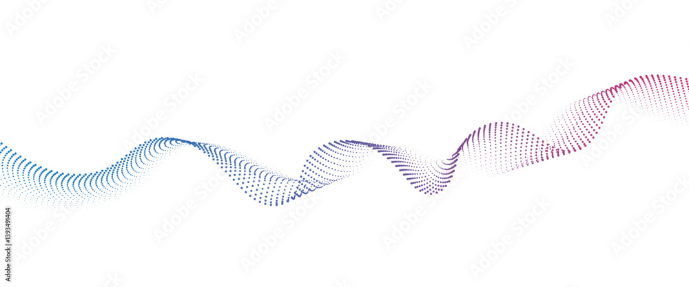 Poster flowing dot wave halftone gradient pattern on transparent background