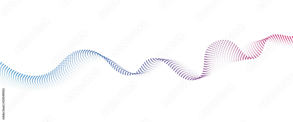 Poster flowing dot wave halftone gradient pattern on transparent background