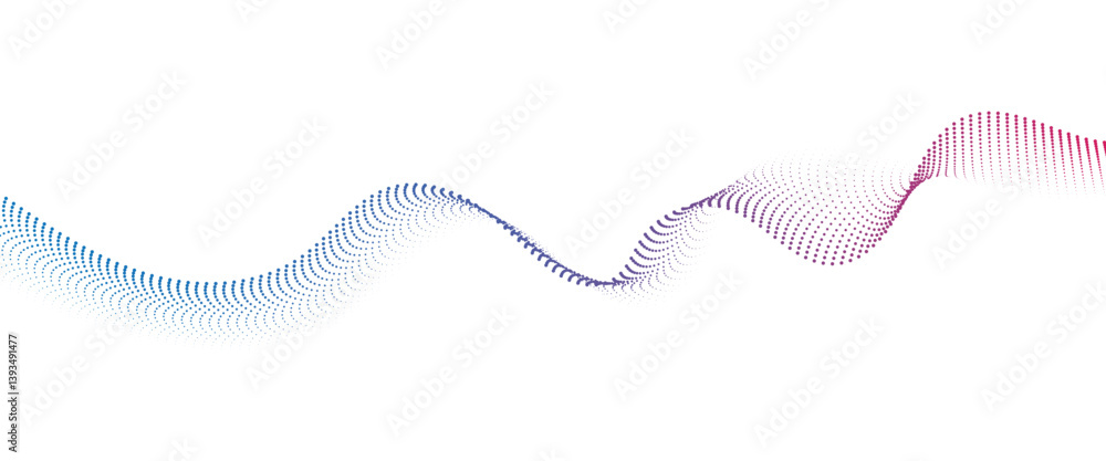 Poster flowing dot wave halftone gradient pattern on transparent background