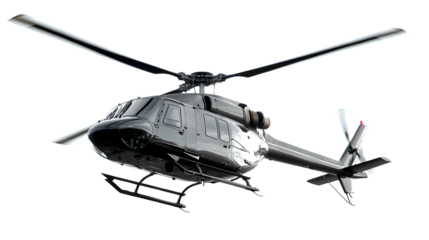 Helicopter Flying Solo in Clear White Sky: Professional Image for Graphic Projects