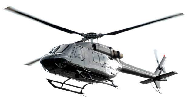 Helicopter Flying Solo in Clear White Sky: Professional Image for Graphic Projects