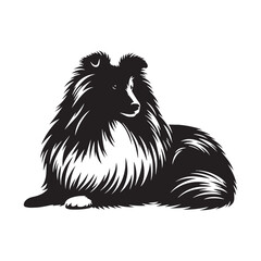 Shetland Sheepdog Vector Silhouette, Elegant Herding Canine Outline, Loyal Pet Lover Clipart, Active Dog Art for Logos, Stickers, Apparel, Digital Prints, Crafts, and Posters.