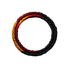 Black and red braided rope in a circle on a transparent background symbolizing strength and resilience