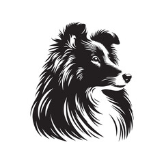 Shetland Sheepdog Vector Silhouette, Elegant Herding Canine Outline, Loyal Pet Lover Clipart, Active Dog Art for Logos, Stickers, Apparel, Digital Prints, Crafts, and Posters.