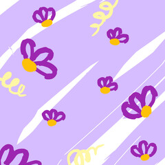 Cute Floral Pattern on Purple Background