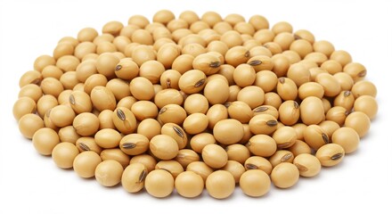 Close-up of a Pile of Soybeans, High-Quality Image of Soybeans on White Background, Detailed Texture of Soybeans, Healthy Food, Agriculture