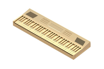 Golden synthesizer isolated on white background. 3d render
