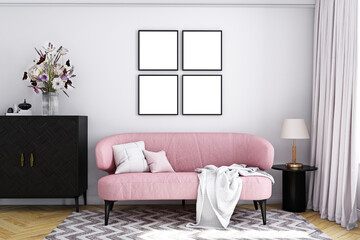frame mockup modern living room, 3d render
