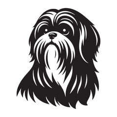 Shih Tzu Dog Vector Silhouette, Adorable Small Canine Outline, Friendly Pet Lover Clipart, Cute Dog Art for Logos, Stickers, Apparel, Digital Prints, Crafts, and Posters.
