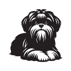 Shih Tzu Dog Vector Silhouette, Adorable Small Canine Outline, Friendly Pet Lover Clipart, Cute Dog Art for Logos, Stickers, Apparel, Digital Prints, Crafts, and Posters.
