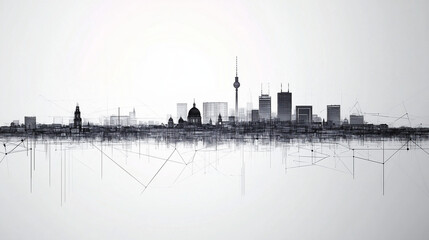 Berlin Skyline in Ink Drawing