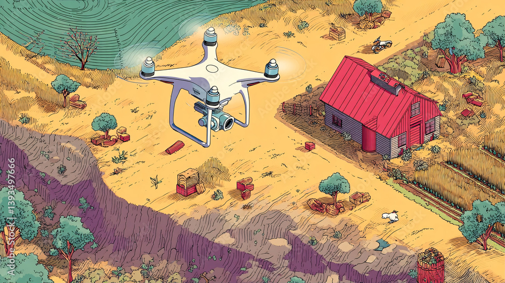 Poster using drones to create maps of farmland enables more accurate and efficient farming practices, lever