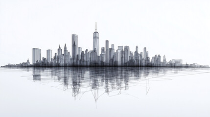 New York Skyline in Fine Ink Lines