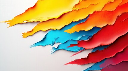 Abstract colored paint strokes isolated on a white background