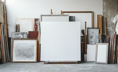 Empty canvas in artist's studio