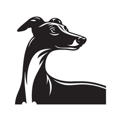 Whippet Dog Vector Silhouette, Sleek Canine Outline, Elegant Speedster Art for Pet Lovers, Logos, Stickers, Apparel, Digital Prints, Crafts, and Posters.