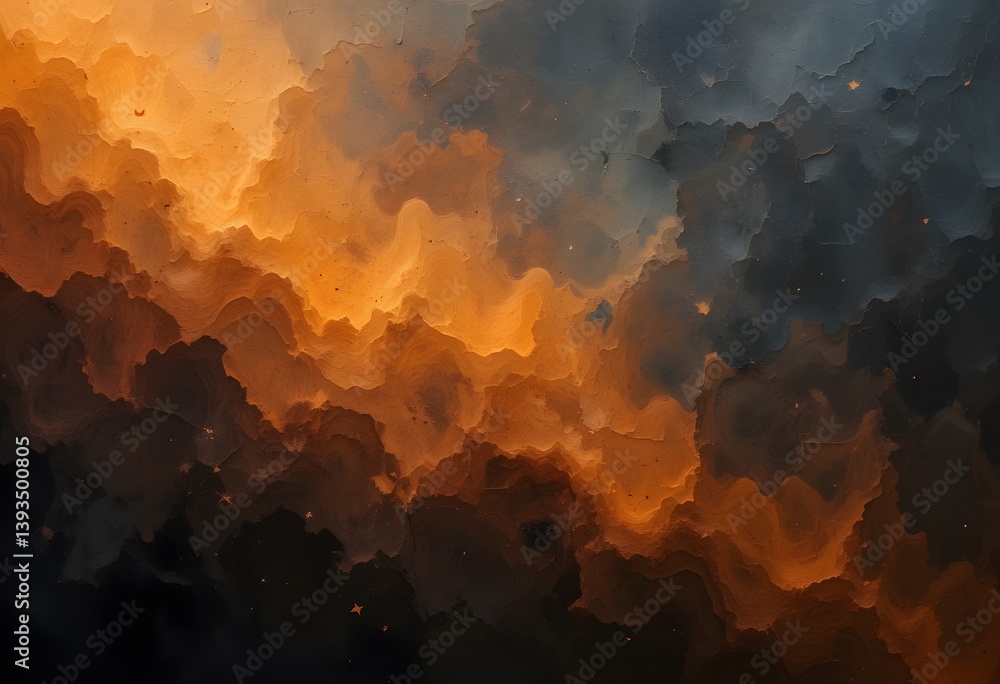 Leinwandbilder warm orange flows across a dark textured background, a captivating blend of light and shadow. the ef