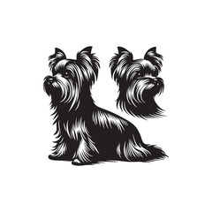 Yorkshire Terrier Dog Vector Silhouette, Cute Small Canine Outline, Loyal Pet Lover Clipart, Playful Dog Art for Logos, Stickers, Apparel, Digital Prints, Crafts, and Posters.