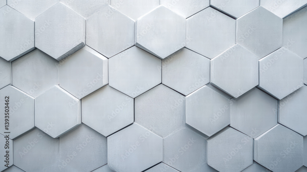 Poster geometric honeycomb pattern: abstract close-up of a series of geometric, hexagon shaped panels that 
