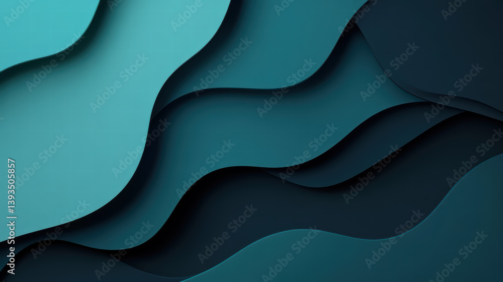 Aufkleber abstract ocean tones: captivating abstract composition with layered, undulating forms in shades of t
