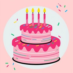 pink birthday cake vector