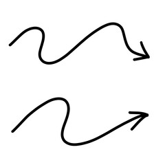 A longer wavy arrow with an extended curve at the tail, representing a smooth yet elongated transition.