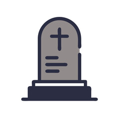 Fototapeta premium Tombstone with Cross Icon for Funeral Services, Grave Markers, and Obituary Graphics