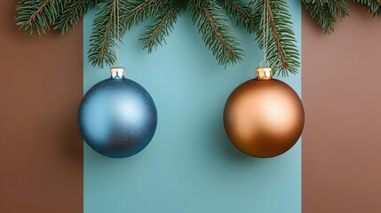 Elegant Christmas Ornaments Hanging on Fir Branch